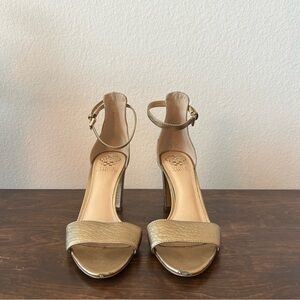 Vince Camino Gold faux croc leather heeled sandals size 8.5